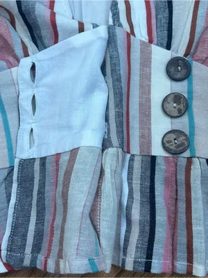 House Of Harlow x REVOLVE Striped Linen Blend Bell Sleeve V Neck Blouse Size S thumbnail 16