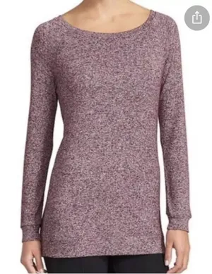 Athleta Luxe Pose Top S Tunic Long‎ Sleeve Soft Stretch Purple Wine Heathered thumbnail 1