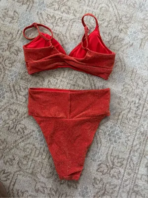 Aerie Sparkling Orange Two-Piece Bikini Set thumbnail 2