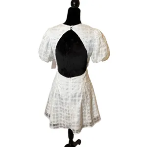 Birdy Grey White Puff Sleeve Mini Dress Size Medium Open‎ Back Bridal Graduation thumbnail 5