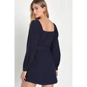✨Lulus Ideal Impression Navy Blue Balloon Sleeve Mini Sz Medium Dress✨ thumbnail 4