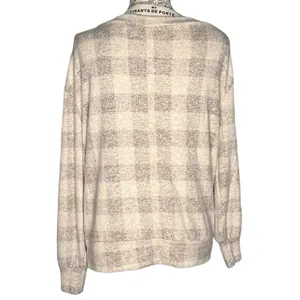 Maurices (M) Cozy Relaxed Plaid Button Long Sleeve Dolman Boat Neckline Tee thumbnail 7