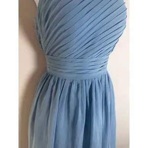 Azazie One Shoulder Pleated Chiffon Bridesmaid Dress Sky Blue Size A0‎ Formal thumbnail 2