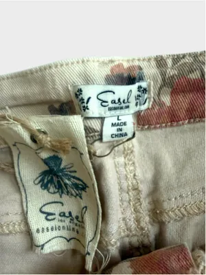 Easel Floral Print Barrel Denim Pants Size L thumbnail 8