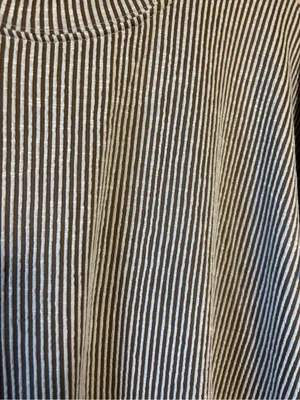 Zenana Outfitters Top Shirt Short Sleeve Oversized Stripe Brown White Medium thumbnail 3