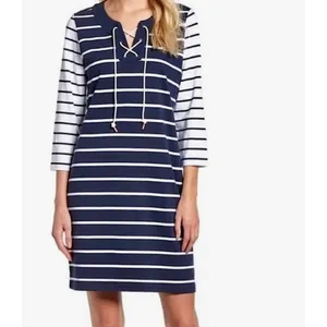NWT!! TOMMY BAHAMA Floricita Stripe Shift Dress Navy Blue‎ White Stripe X-Small thumbnail 4