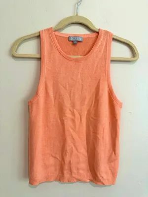 J.Crew Sweater Tank Orange Ribbed Silk Blend Style Preppy Summer Size M thumbnail 2