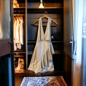 DO+BE Dresses |  Beige Cream‎ Sequin Halter Ruffle Mini Dress ... thumbnail 7