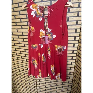 Free‎ People Lovely Day Red Tunic Dress Size Small thumbnail 4