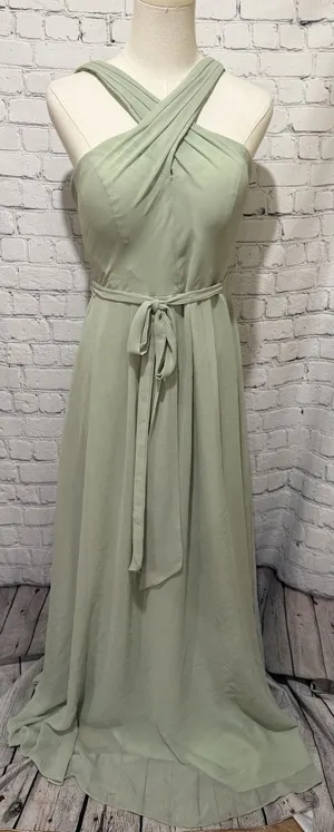 Azazie Green Sleeveless Chiffon Bridesmaid Dress, Prom, Gown, Party, Regular 8 thumbnail 1