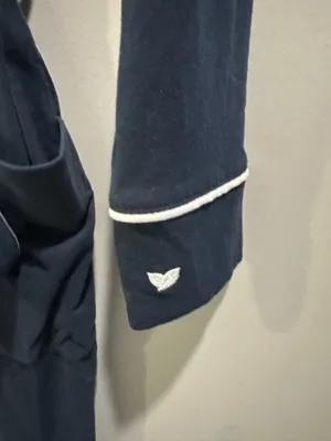 Petite Plume 100% Pima Cotton Polo Pajama Jumpsuit Navy thumbnail 5
