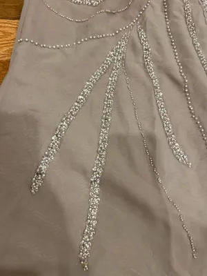 Wedding Dress Taupe/Silver& pearl Beaded Formal Gown Dress size 12 thumbnail 7