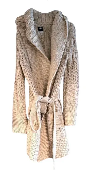 GStar‎ Heavy Long Cardigan Knit, cream, size small, wool! thumbnail 1