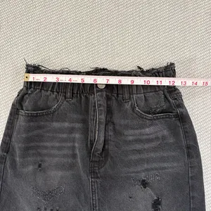 Vervet Black Distressed Ripped Grunge Denim Cotton Mini Jean Skirt Sz Xs thumbnail 3
