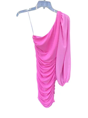 Hello Molly One-Shoulder Barbie Pink Mini Dress Size Small Size 4 Party Neon thumbnail 3