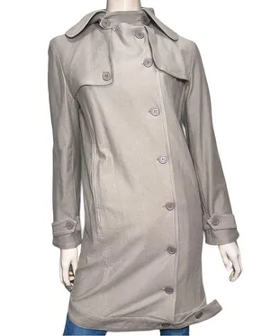 Harlow Vintage Y2K Women’s Size XS Tan Nude Beige Cotton Trench Coat Jacket thumbnail 4