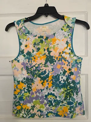 Anthropologie Maeve Floral Top in Teal, Green, Yellow Small thumbnail 2