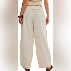 NWOT Free People X Free -Est Demi Wide Leg Linen Blend Pants In Tea Cookie S thumbnail 7
