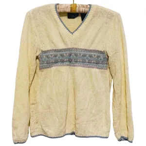 VTG 90s Crazy Horse Wool Rabbit Fairisle Sweater Womens M Cream Grandma Heritage thumbnail 2