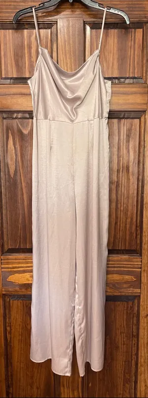 BLUE RAIN Sleeveless Cowl Neck Jumpsuit in Light Champagne thumbnail 1