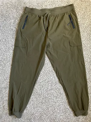 NWOT Olive Green Cargo Jogger Pants Lightweight Casual Comfy XXL thumbnail 1