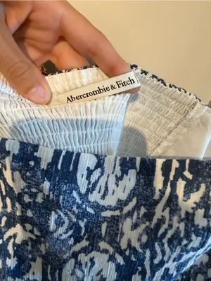 Abercrombie & Fitch Navy and White Printed Cami Crop Top thumbnail 3