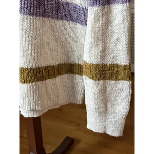 Sonoma Women’s L Ivory Striped Knit Pullover Sweater V-Neck Long Sleeve thumbnail 3