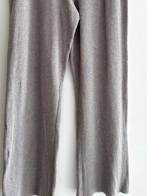 GAP Women’s Ribbed Stretch Waist Flared Pants, Taupe, Size Large thumbnail 3