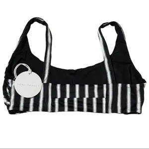 Tori Praver‎ Deja Striped Bikini XS Swimsuit Black White Top thumbnail 8