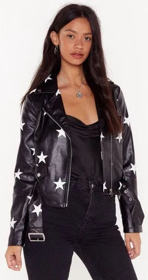 Nasty Gal Star leather jacket thumbnail 1