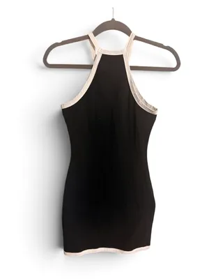 Black & White Contrast Halter Mini Dress Y2K 90s Style Size M thumbnail 2
