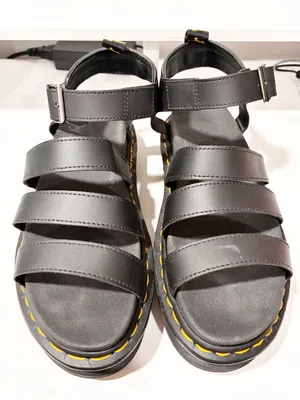 DR. MARTENS WOMAN SANDALS SHOES Black WEDGE CASUAL LEATHER CODE BLAIRE Size 10 thumbnail 2