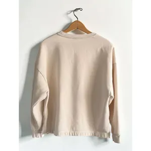 Puma Womens Crewneck‎ Sweatshirt Beige Tan Logo Patch Fleece Pullover Large thumbnail 2