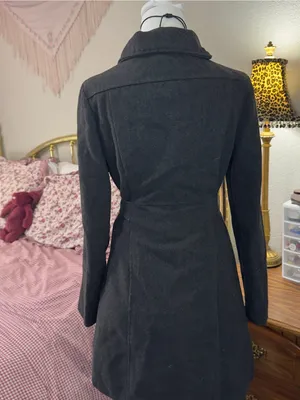 Y2K Dark Gray Double-Breasted Peacoat with Belt thumbnail 4
