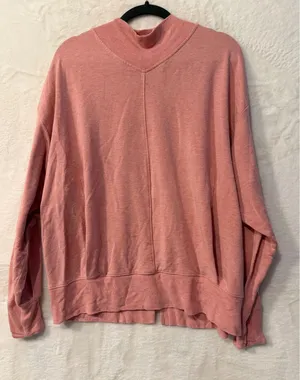 Athleta Coaster Luxe Sweatshirt Womens XL Pink Mock Neck Tencel Fleece Pullover thumbnail 1