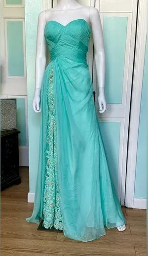 Size 8 19630 Light Mint Pastel Dress Gown Slit Prom Pageant thumbnail 1