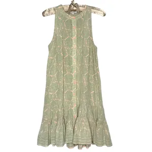 JOIE 100% Silk M Ruffle-Hem Shift Dress Paisley Button Front High Neck Sundress thumbnail 6