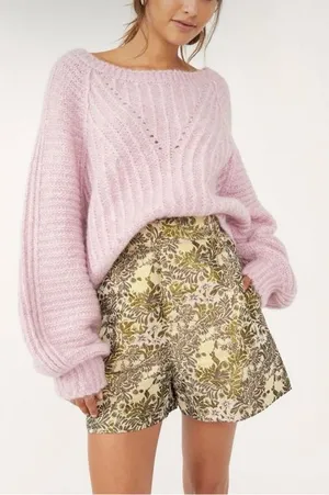 Free People Shine Like A Shorty Jacquard Shorts in Gold Combo Size XS‎ NWT thumbnail 1
