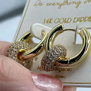 NWT 14K GP “Do everything in Love” CZ ring hoop earrings thumbnail 8