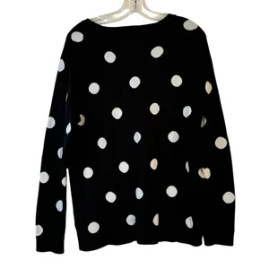 Charter Club Womens XL Black White Polka Dot Cotton Blend Crewneck‎ Sweater thumbnail 2