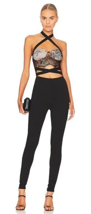 superdown Greta Halter Jumpsuit in Black‎ thumbnail 1