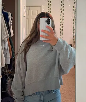 Grey Nike Oversized Cropped Crewneck thumbnail 1