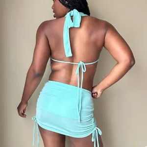 Edikted Turquoise Blue Cowl Neck Skirt Set Size Small thumbnail 4