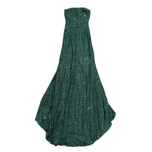 Women's Strapless High Leg Slit Sequin Maxi Mermaid Dress in Green, Size 0​​​ thumbnail 4