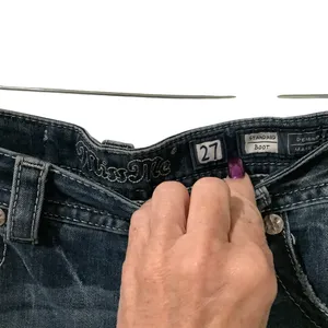 Miss Me Dark Blue Embellished Jeans WORN ONCE Size 27”x31” thumbnail 7