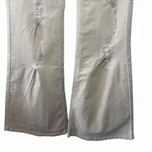 NWT Forever 21 Corduroy Flare Pants‎ Women's Size XL Tan Distressed Y2K Boho thumbnail 6