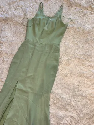 NWOT Dress the Population Iris Sage green Dress slit gown sz S thumbnail 5