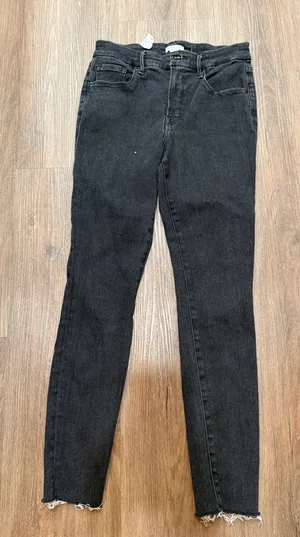 Good American High Rise Skinny Jeans Black Raw Hem Womens 8/29 thumbnail 1
