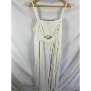 Nine West Linen Blend Cutout Front White Midi Dress Size XL thumbnail 3