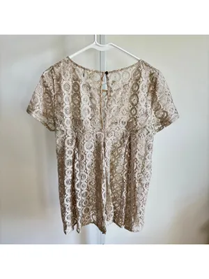 Anthropologie Akemi + Kin EUC Women's Lyra Lace Metallic Top (missing cami) S thumbnail 4